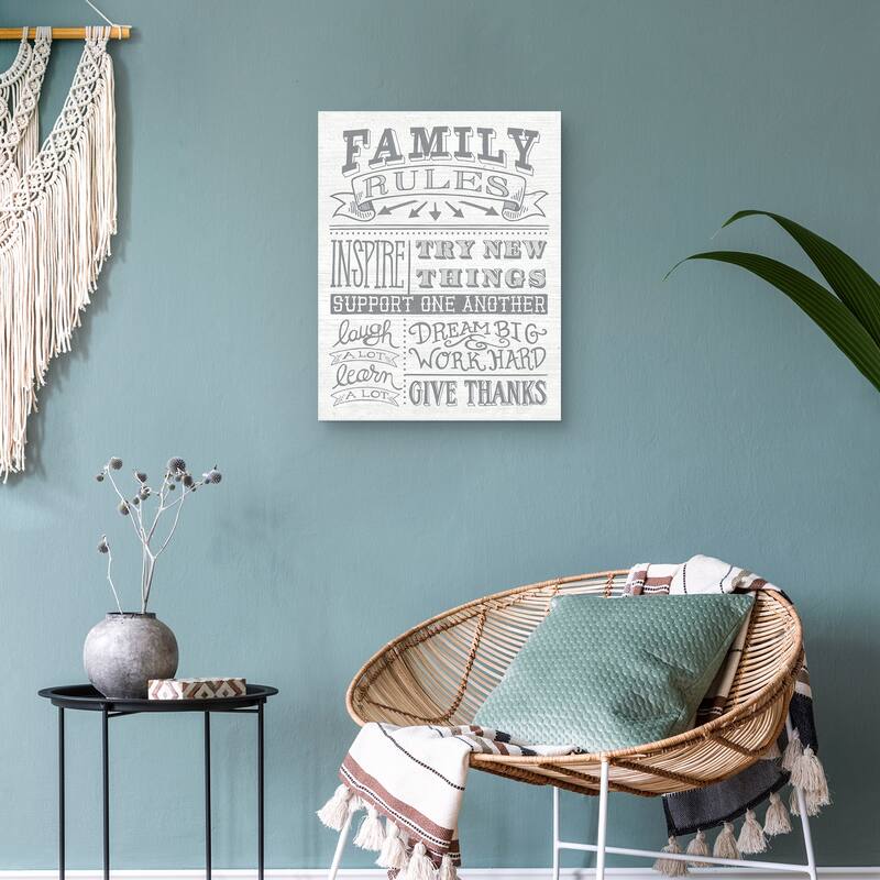 Family Rules II Gray by Mary Urban Canvas Art Print