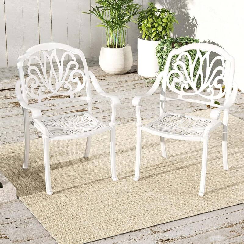 2/4-Pack Stackable Aluminum Patio Chairs w/ Armrests