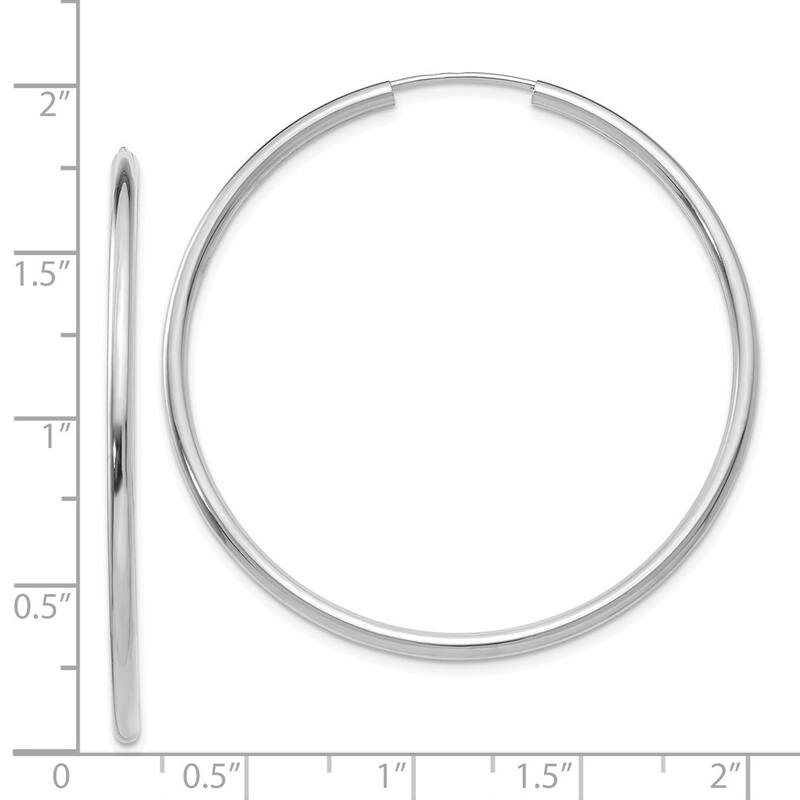 Curata 14k White Gold 41x2mm Polished Endless Hoop Earrings