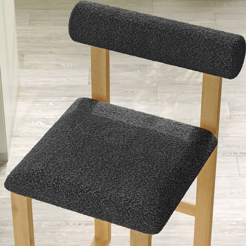 Corvus Caen Bar Stools with Wood Legs, Teddy Fabric (Set of 2)