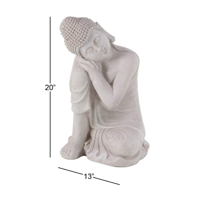 Magnesium Oxide Buddha Indoor Outdoor Meditating Garden Sculpture - Gray - Roche River Decor