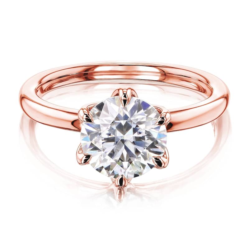 Kobelli 2 Carat Lab Grown Diamond Certified 14k Solid Gold Solitaire Comfort Fit Tulip Kyoto Engagement Ring (EF/VS)