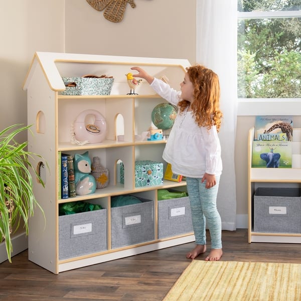 slide 2 of 13, EdQ Essentials Dollhouse Bookcase White