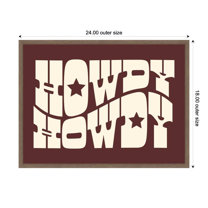 Kate and Laurel Howdy Burgundy (28x38in) by Honey Island Studio Framed Canvas Wall Art Print