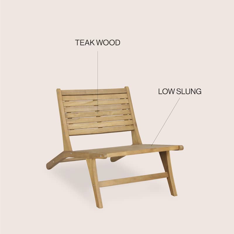 Seagrove Mid-Century Modern Wood Armless Outdoor Patio Chair, Natural by JONATHAN Y