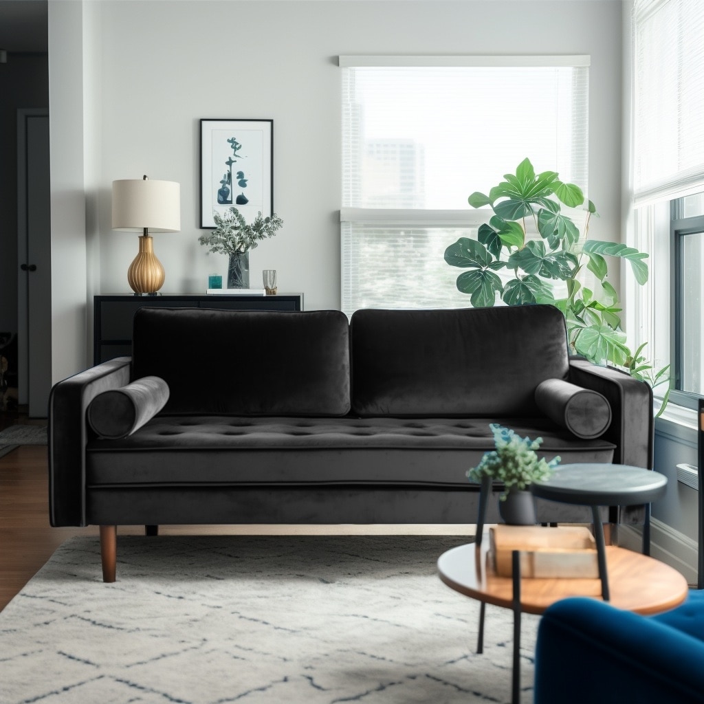 Lando 70" Pink Velvet Mid-Century Sofa