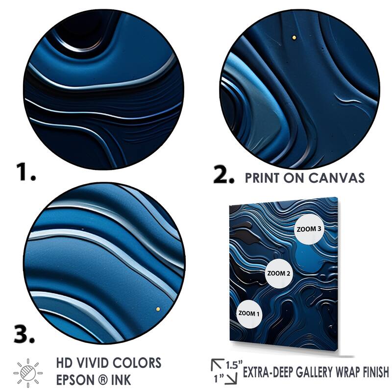 Designart "Dreamy Blue Ristretto Reverie " Abstract Shapes Framed Canvas Art Print