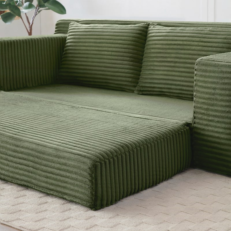 Foam Cloud Loveseat Sofa, 2 in 1 Convertible Folding Couch Bed - Green