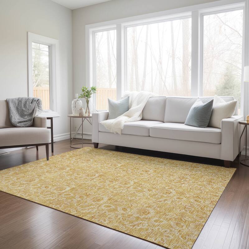 Machine Washable Indoor/ Outdoor Chantille Floral Farmhouse Rug