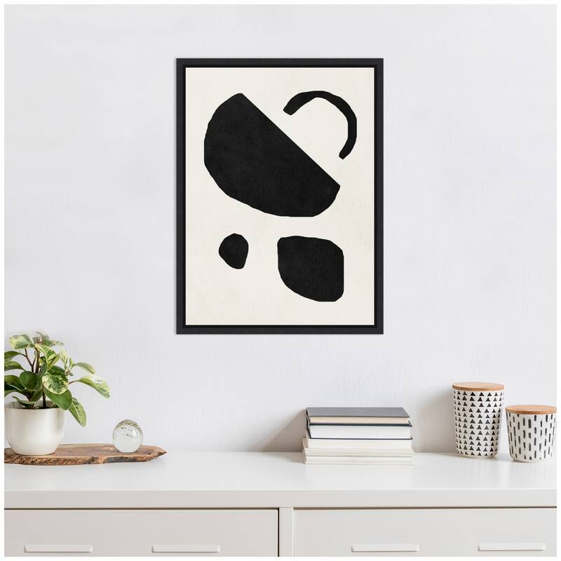 Kate and Laurel Sylvie Black Geometric Abstract 2 Framed Canvas by July Art Prints