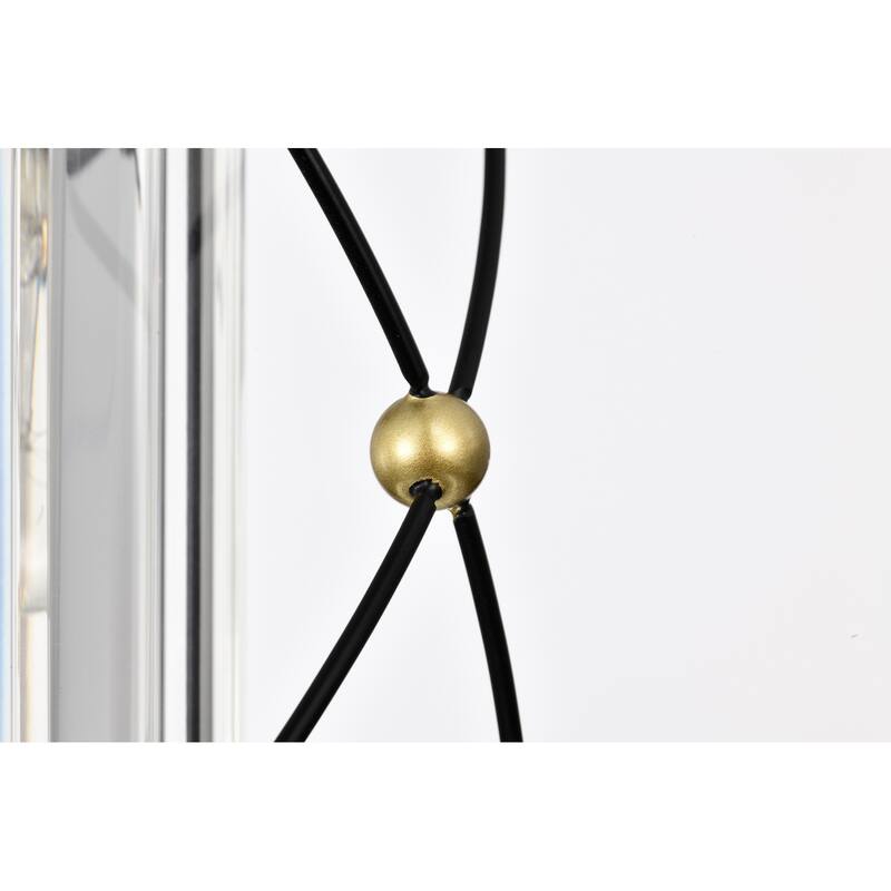 Black and Gold 1-Light Midcentury Mini Pendant with Hanging Crystals