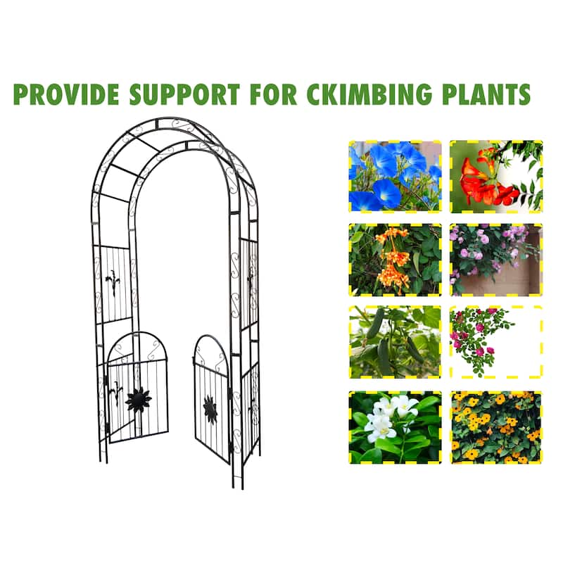 Metal Garden Arch with doors Garden Arbor Trellis Climbing Plants Support Arch Outdoor Arch Wedding Arch Party Events Archway