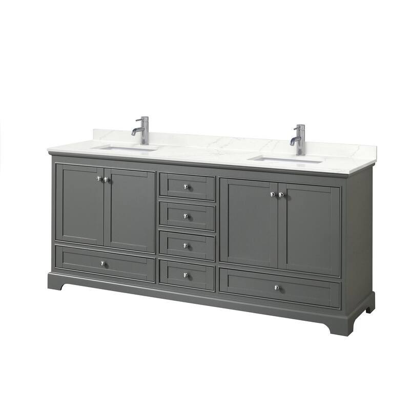 Wyndham Collection WCS202080D-QTZ-UNSMXX Deborah 80" Free Standing - Dark Gray / Giotto Quartz Top / Polished Chrome