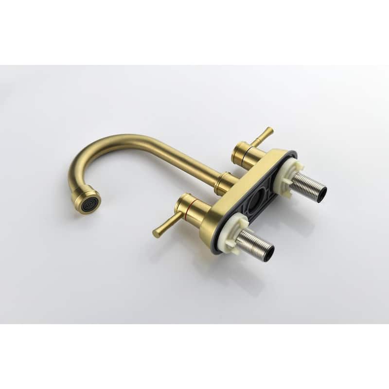 2 Handle Centerset Lead-Free Bathroom Faucet, Swivel Spout with Copper Pop Up Drain and 2 Water Supply Lines