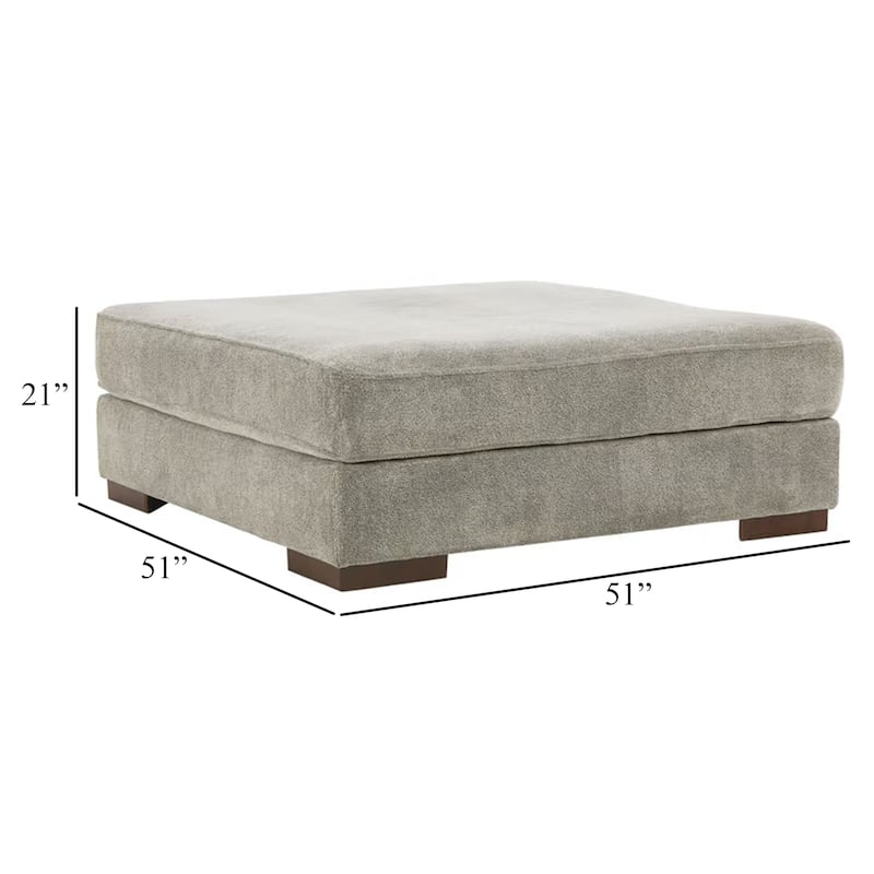 Nexy Oversize Ottoman, Modern Style Smoke Gray Chenille 51 Inch Square