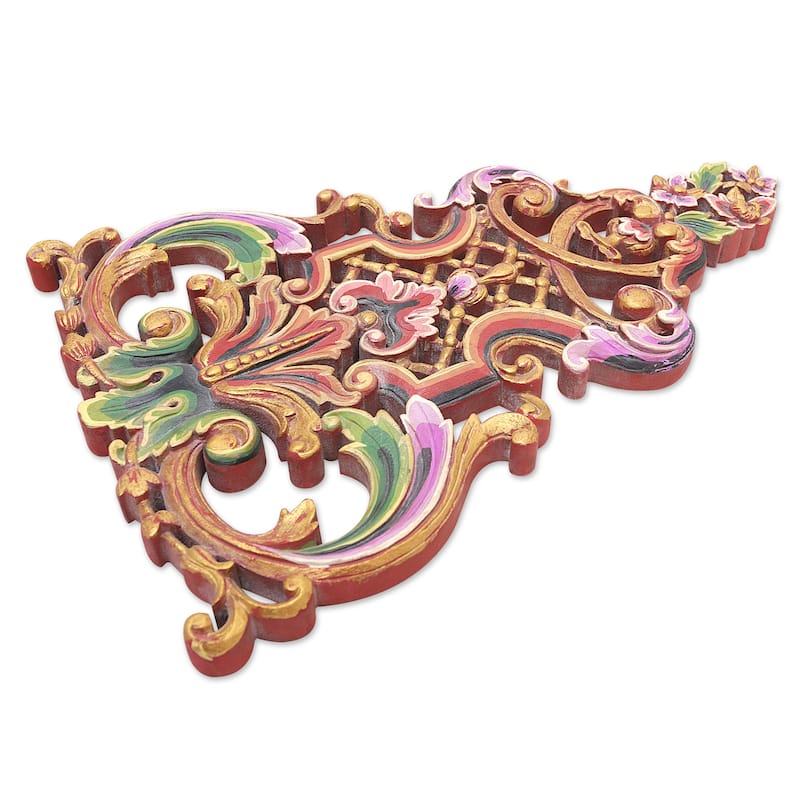 Novica Handmade Balinese Kayonan Wood Relief Panel