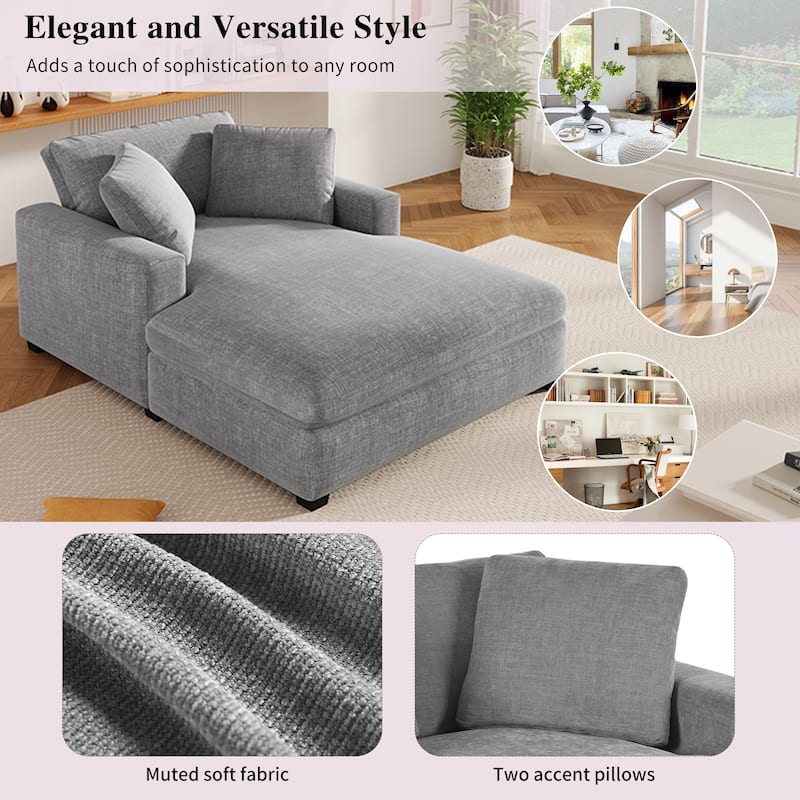 Gray 53.5" Chaise Lounge Chair