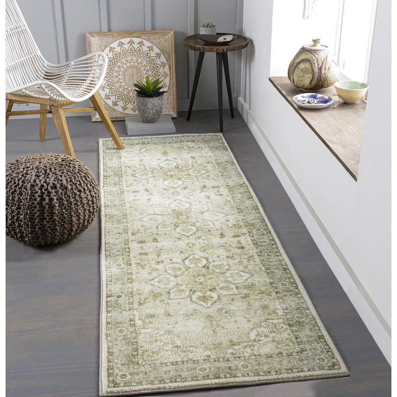 Livabliss Erin Updated Traditional Medallion Area Rug - Khaki - 2' 7" x 7' 7"