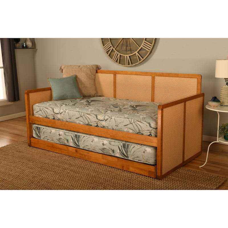 Somette Abaco Daybed with Pop-Up in Honey Includes Mattresses