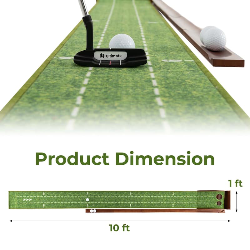 Costway Putting Green Practice Golf Putting Mat with Auto Ball Return
