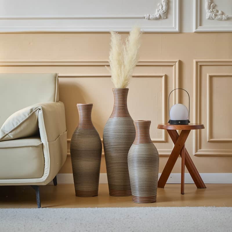 Set of 3 Classic Decorative Floor Desktop Artificial Vase, High Independent Flower Stand