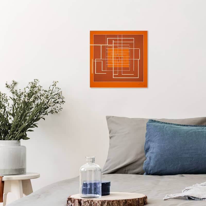 Wynwood Studio Canvas Abstract Minimalist Squares Orange and Cream White Modern & Contemporary Wall Art Canvas Print - 12 x 12