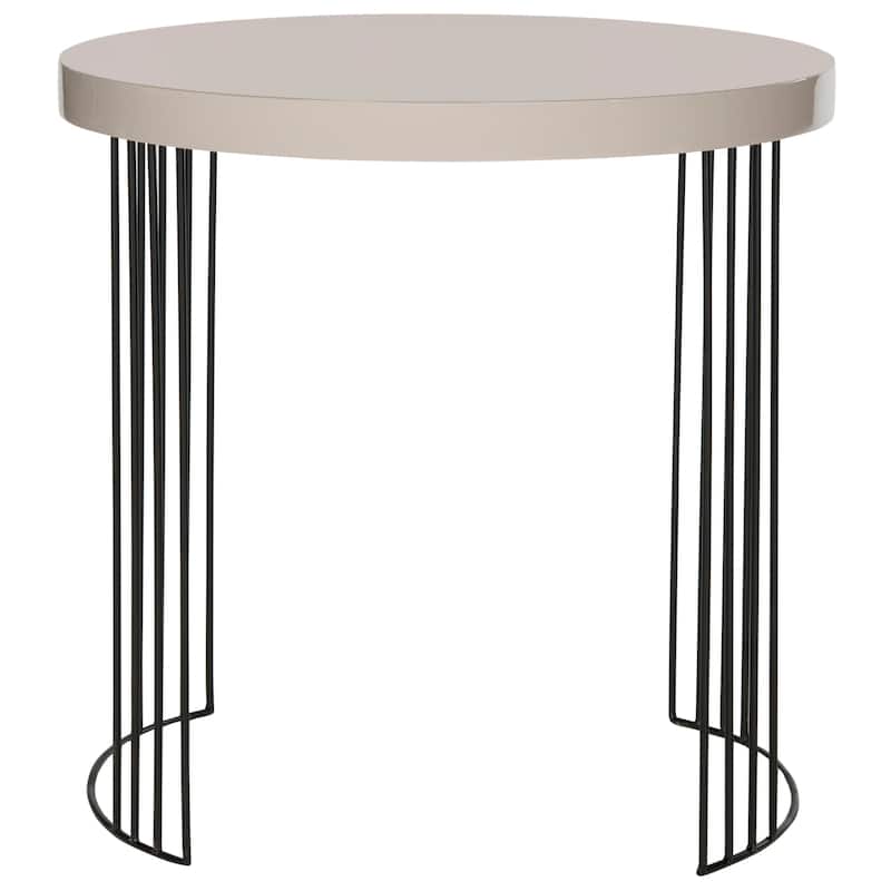 SAFAVIEH Joellen Mid-Century Modern White Lacquer Side Table - 21.6" x 21.6" x 21.6" - 22Wx22Dx22H - Taupe