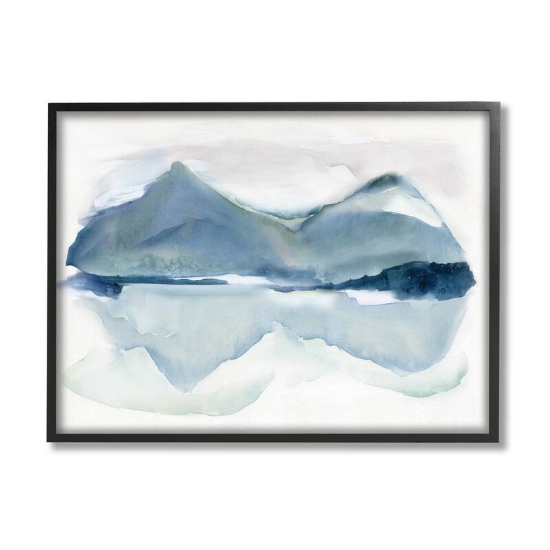 Stupell Iceberg Mountain Water Glacier Reflection Abstract Landscape Framed Wall Art, Design by Carol Robinson - Blue - 20 x 16 - Black