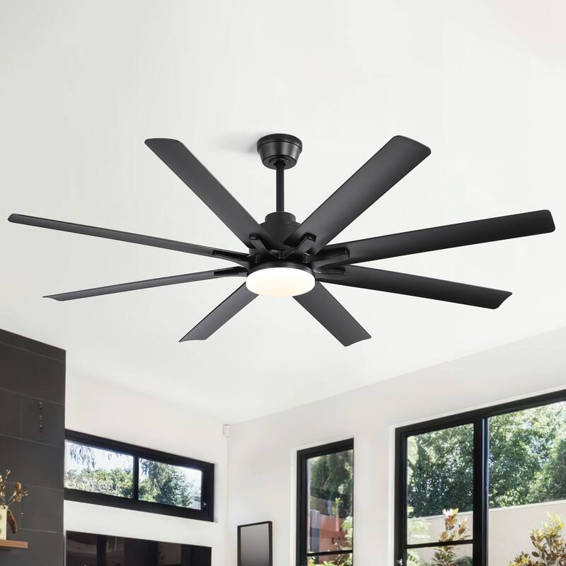 52 Inch/66 Inch/72 Inch Modern Ceiling Fan with Dimmable LED Light ,Remote&APP Control,8 Blades for Large Living Room,Porch