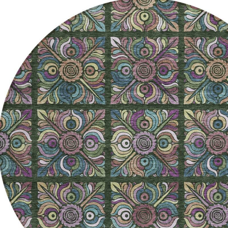 HomeRoots Medallion Transitional Rectangle Outdoor Rug