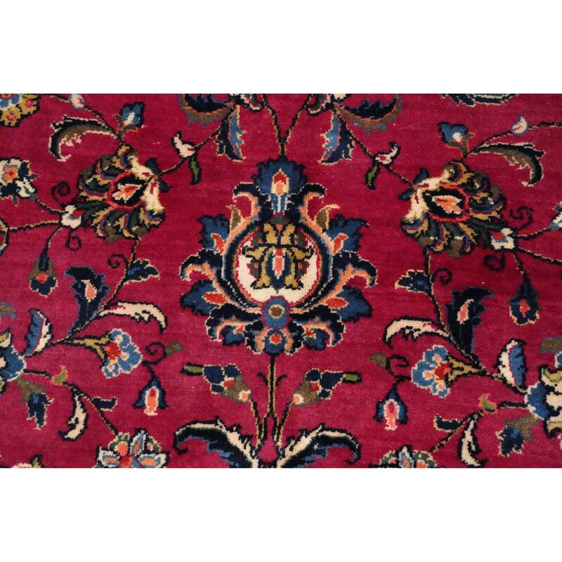 Hand Knotted Oriental 100% Wool Carpet Traditional Floral Pink Tabriz Area Rug - 10' 5'' X 7' 0''