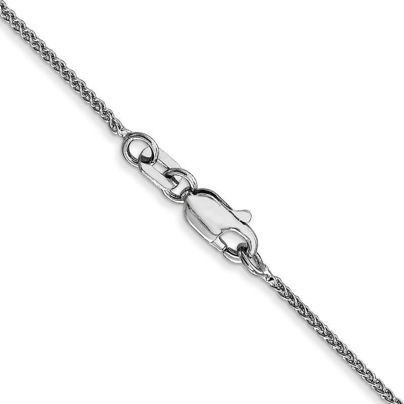Curata 14k White Gold 1mm Wheat Spiga Chain Necklace (Lobster) Options: 16 18 20 22 24