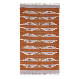 Hanmade Slate Waves Wool area rug (India) - 3'6