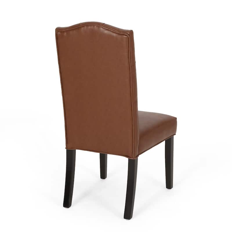 Modern Set of 2 Dining Chairs with Tufted Diamond-Stitched Backrest, Padded Seat, Solid Wood Legs for Dining Room, Living Room
