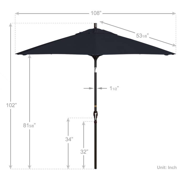 California Umbrella 9-foot Round Crank Lift, Push ButtonTilt, Bronze Frame Finish, Aluminum Patio Umbrella with Sunbrella Fabric