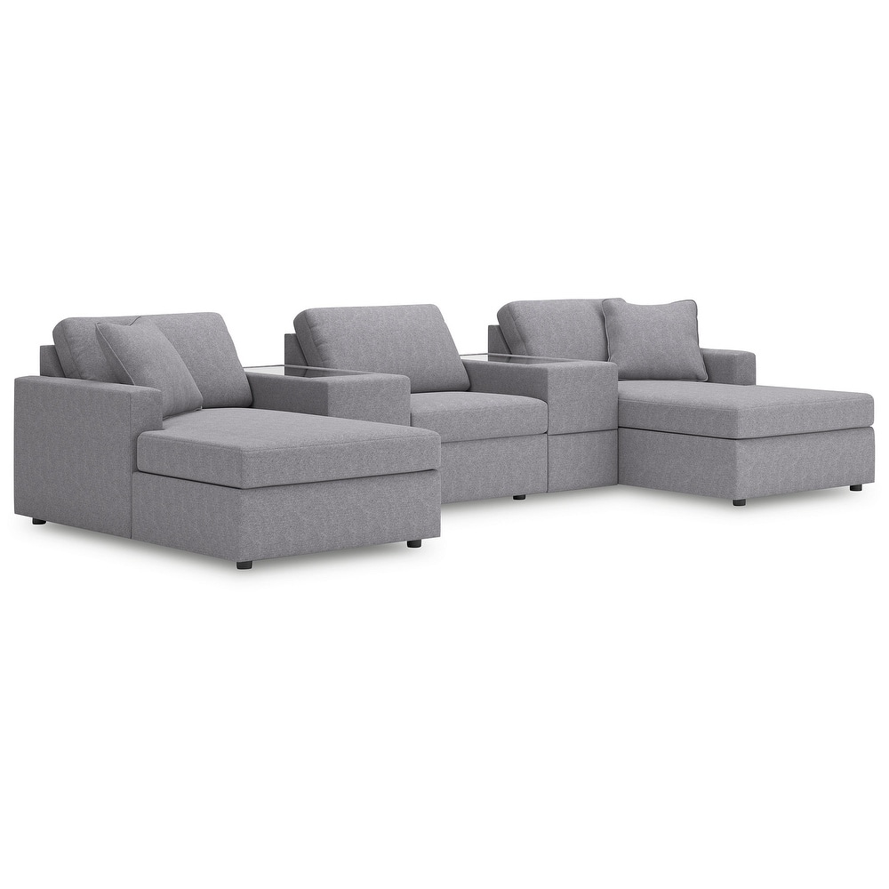 Signature Design by Ashley Modmax 5-Piece Pit Sectional with Storage Consoles - 144"W x 68"D x 36"H