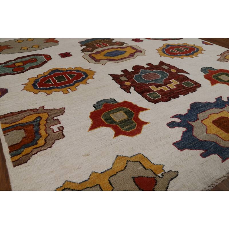 Vegetable Dye Gabbeh Oriental Area Rug Hand-Knotted Wool Carpet - 5'1" x 8'3"