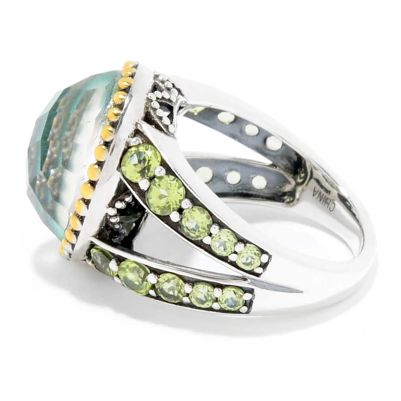 Malachite Doublet With Peridot Gemstone Ring