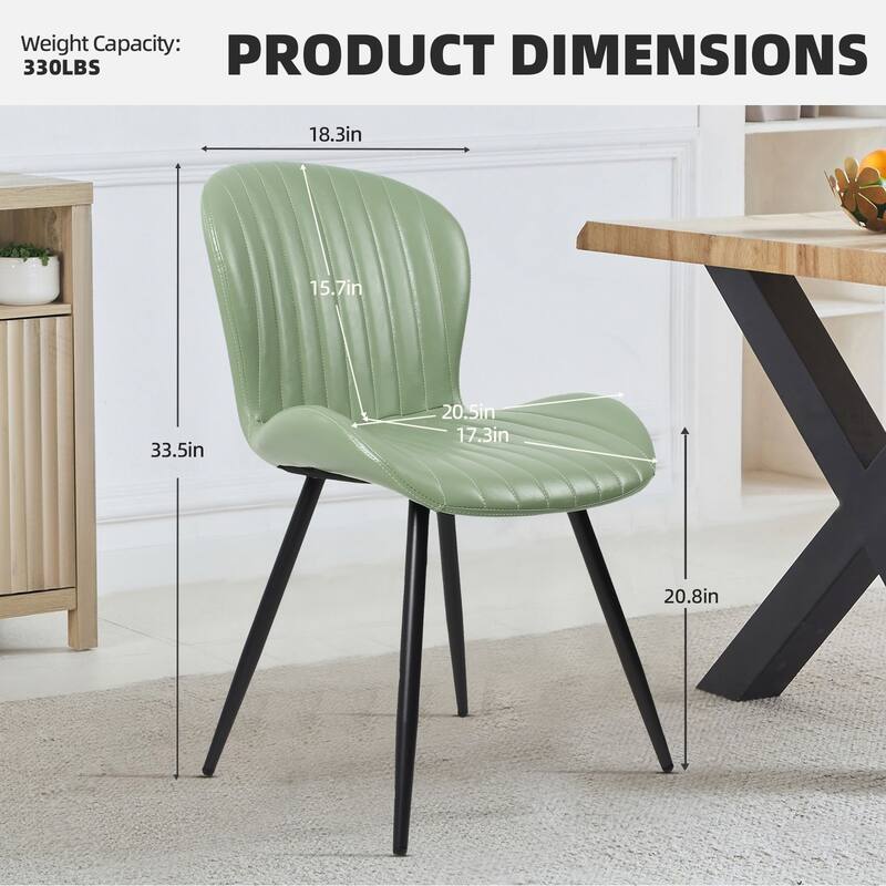 Modern Leather Upholstered Dining Chairs (Set of 2)