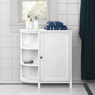 27 in. W x 10 in. H Free Standing Linen Cabinet with Shelving in White ...