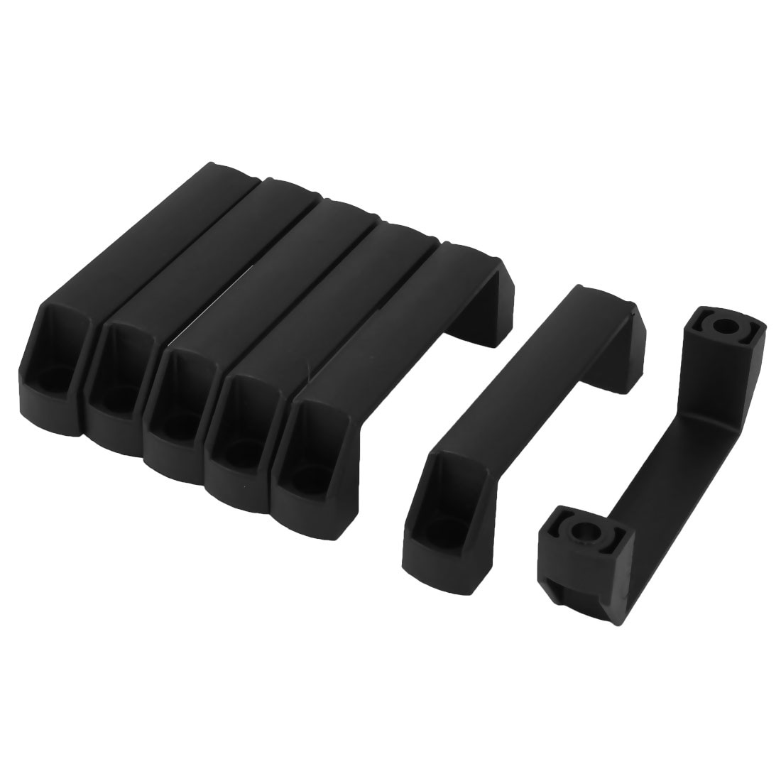 Cabinet Drawer Nylon D Shaped T Slot Pull Door Handle Black 140mm Long 7 Pcs
