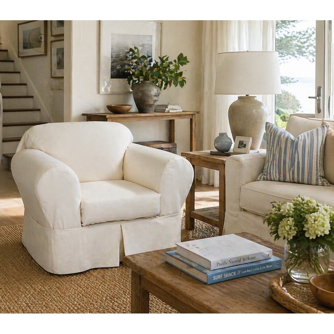 Classic Slipcovers Two Piece Twill Chair Slipcover