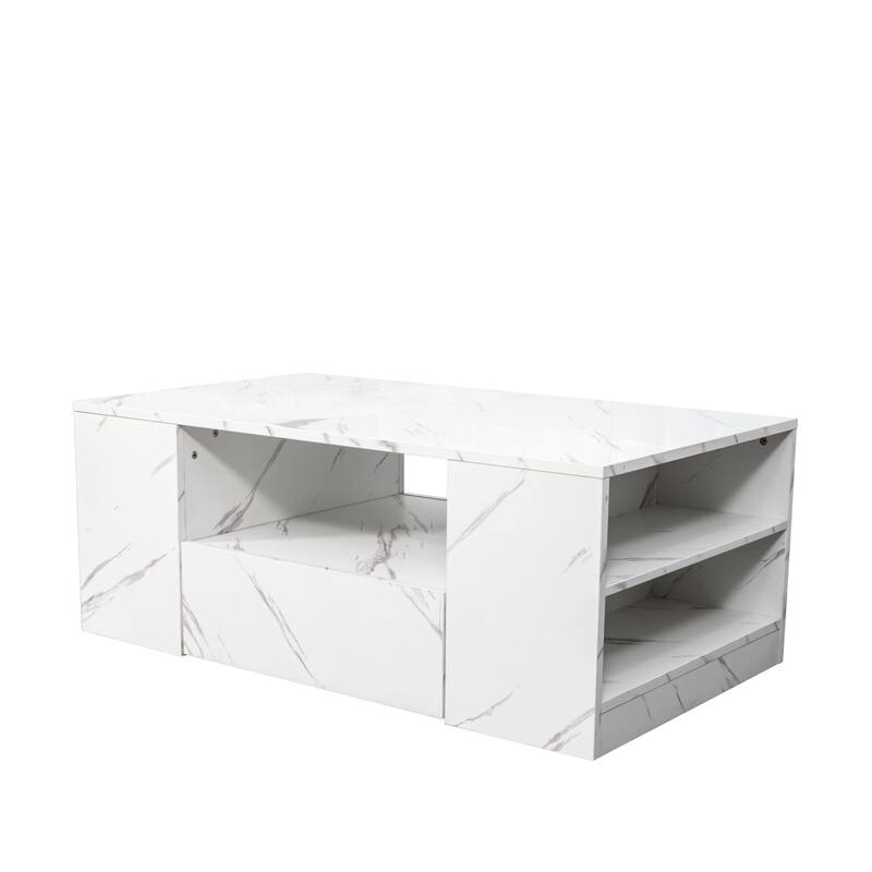 GDF Studio - Nana Modern 14.57"H LED Coffee Table with Storage Drawers and Open Shelves