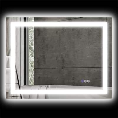 Clear Glass LED Vanity Mirror with Aluminum Frame, Defog and Touch Control - 31.5" W x 23.6" H x 1.6" D