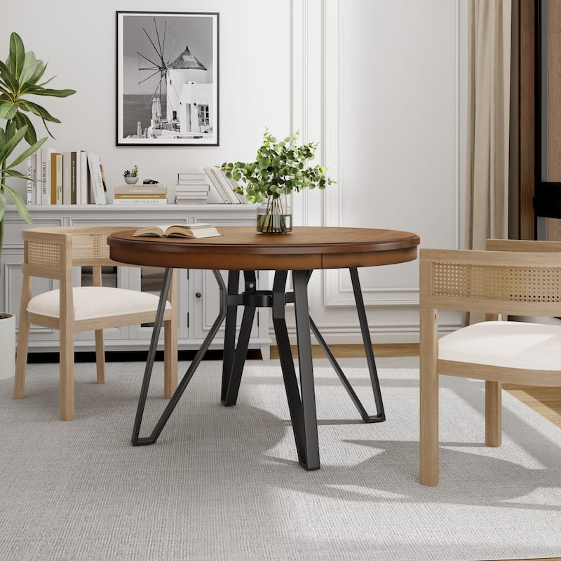 Christopher Knight Home Round Dining Table with Metal Base - 46.85" W x 46.85" D x 30" H - Light Ash