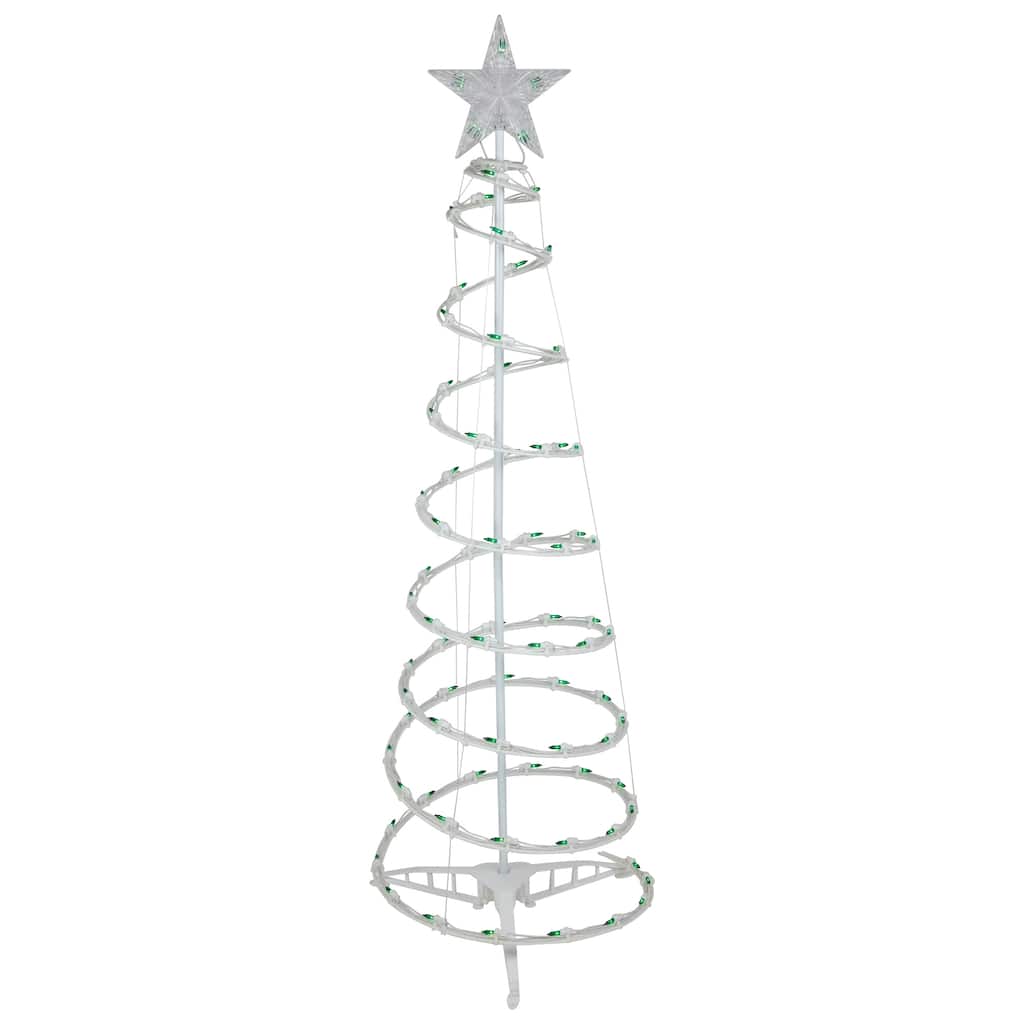 4' Pre-Lit Spiral Outdoor Christmas Tree with Star Topper Green Lights
