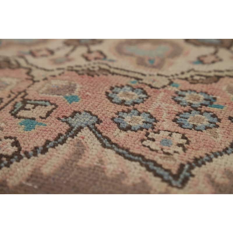 Brown Medallion Tabriz Persian Vintage Rug Hand-Knotted Wool Carpet - 8'2"x 11'5"