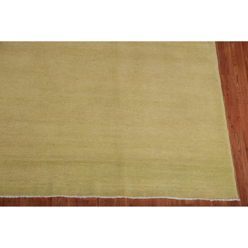 Hand Knotted Oriental 100% Wool Carpet Modern Solid Green Gabbeh Area Rug - 12' 0'' X 9' 4''