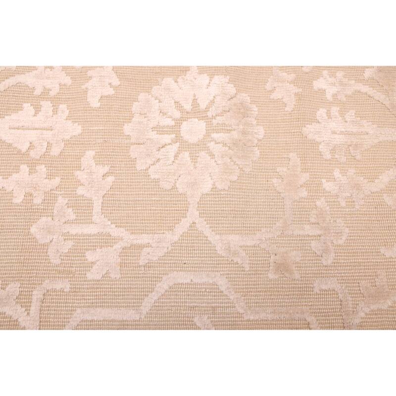 ECARPETGALLERY Hand Loomed Elysian Beige, Ivory Viscose, Wool Rug - 6'7 x 10'1