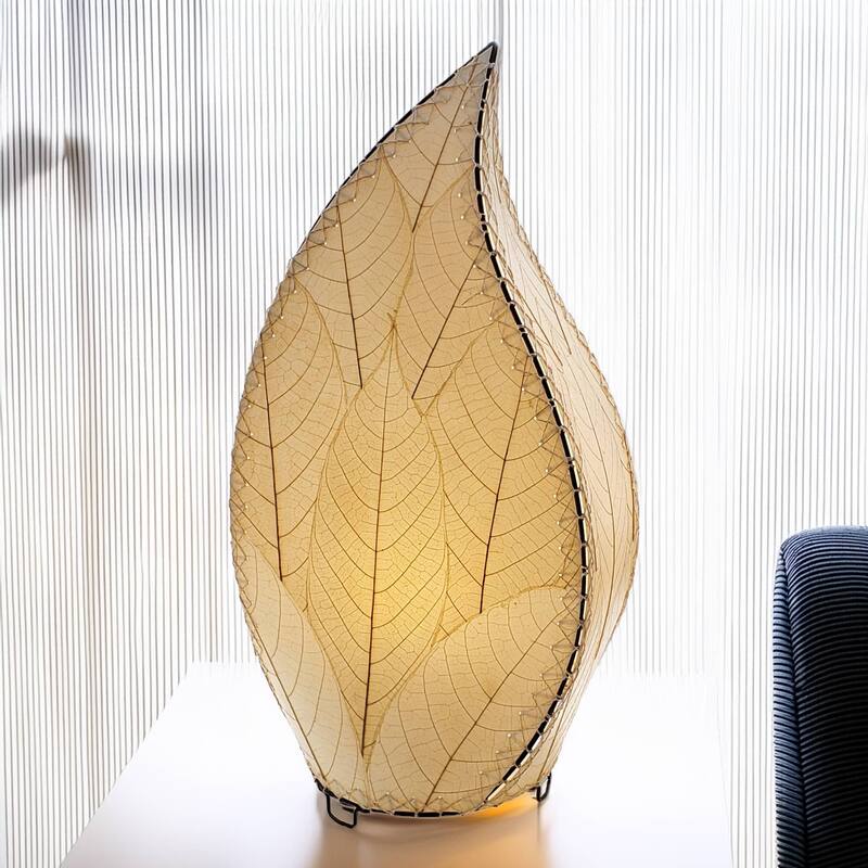 Eangee Handmade 24 Inch Leaflet Lamp, Cocoa Leaves Shade, 12 x 6 x 24 in. - 12 x 6 x 24